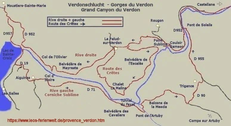 Karte Gorges du Verdon