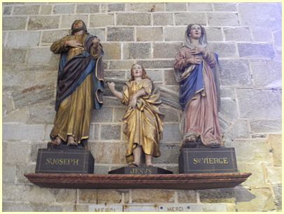 Statuen Maria, Joseph und Jesus Christus Notre-Dame de Roscudon