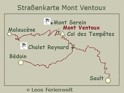 Straßenkarte Mont Ventoux