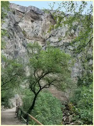 Kalkstein-Felswand der Sorgue Quelle - Fontaine-de-Vaucluse