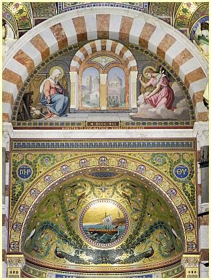 Marias Verkündigung und Medaillon mit Schiff - Basilika (Basilique) Notre-Dame de la Garde